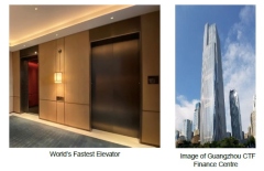 Hitachi's Elevator Delivered to Guangzhou CTF Finance Centre, a Skyscraper Complex Building in China, Received a GUINNESS WORLD RECORDS title as the World's Fastest