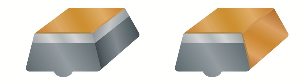 Cladding (left) and sputtering (right)