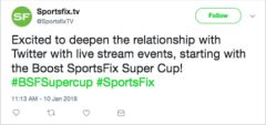 SportsFix partners with Twitter to stream inaugural Boost SportsFix Super Cup